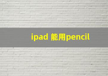 ipad 能用pencil